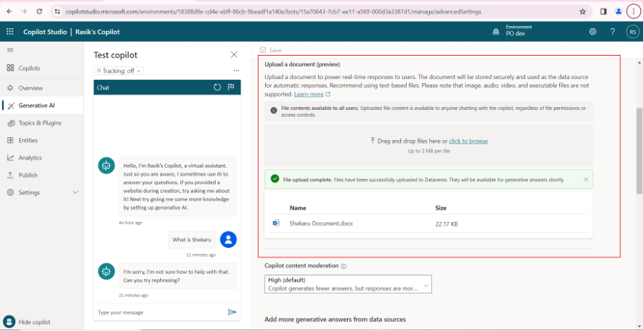 How to create a chatbot using Generative AI using MS Copilot Studio ...