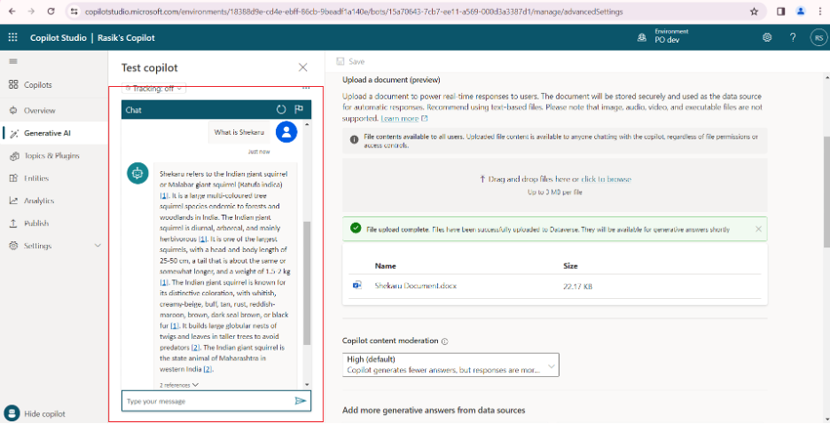 How to create a chatbot using Generative AI using MS Copilot Studio ...