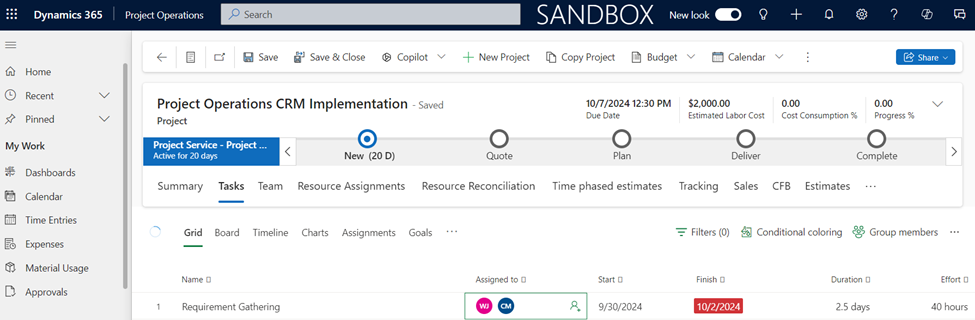 Schedule modes in Project Operations – D365 Feeds