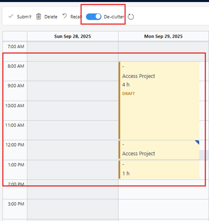 Declutter Mode in Time Entry Calendar (Preview) – D365 Feeds